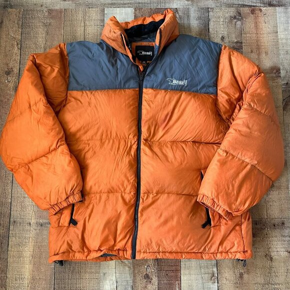 Bear USA Orange & Gray Down Feather Puffer Coat With Zip Closure & Pockets XXL - Picture 1 of 13